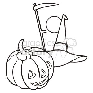   The clipart image depicts a Halloween-themed scene with a carved pumpkin that has a face resembling a jack-o