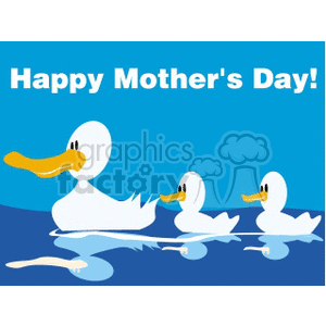 A Mother's Day themed clipart image featuring a mother duck leading two ducklings on water with a 'Happy Mother's Day!' message.