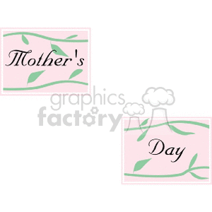 A Mother's Day clipart image featuring elegant text surrounded by green vines on a pink background.