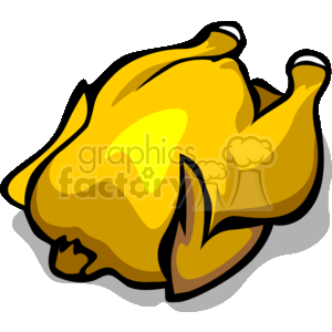 This clipart image features a cooked turkey, which is commonly associated with Thanksgiving. The turkey is golden brown, suggesting it has been roasted, and is often the centerpiece of a Thanksgiving meal.