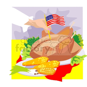 Thanksgiving Turkey with USA Flag