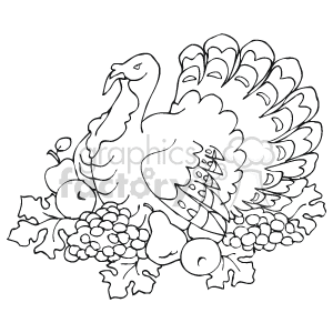   The clipart image features a stylized turkey with its tail feathers fanned out. It