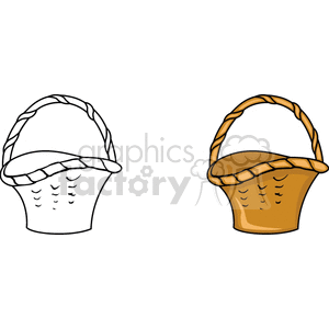 Clipart image of two wicker baskets, one outlined in white and the other in brown.