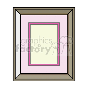 A clipart image of a household picture frame with a pink matte.