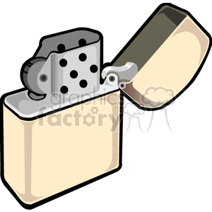 Illustration of an open Zippo-style lighter.