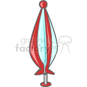 Clipart image of a closed red and blue umbrella.