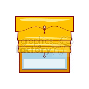 Clipart image of a window with yellow curtains.