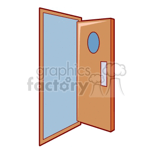 Open Wooden Door with Circular Window