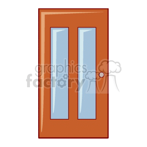 Cartoon Wooden Door with Glass Panels