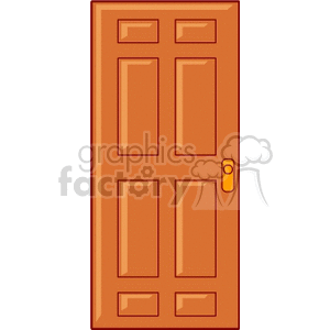 Clipart image of a wooden six-panel household door with a doorknob.