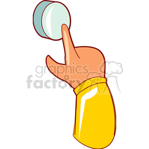 Clipart image of a hand pressing a doorbell.