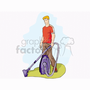 Man Vacuuming for Household Cleaning