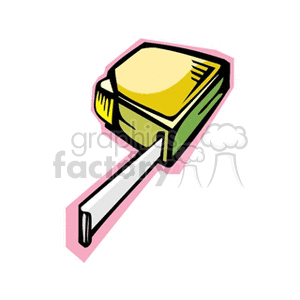 Clipart image of a tape measure representing distance and length, typically used for household measurements.