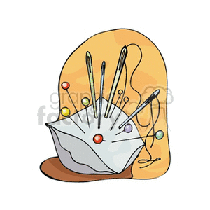 Image of Sewing Pin Cushion with Needles and Pins