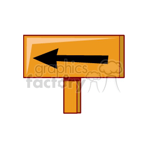 Clipart image of a wooden sign with a left-pointing arrow.