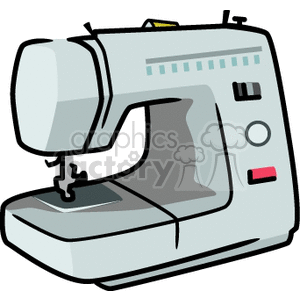 Clipart illustration of a sewing machine.