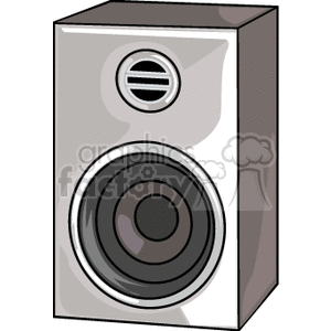 Clipart image of a gray speaker with a circular woofer and tweeter.