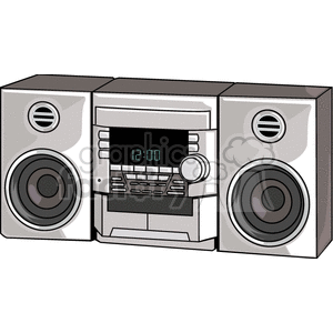 Stereo System with Speakers and Digital Clock