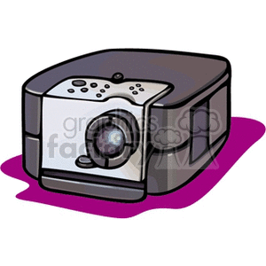 A clipart image of a digital projector with a purple base.