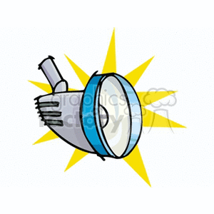 A clipart image of a flashlight with a blue rim, emitting a bright yellow light.