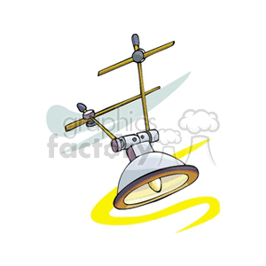 A clipart image depicting a modern ceiling light fixture with metal rods and a single bulb.