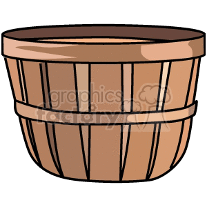 Clipart image of a wooden basket, typically used for carrying and storing items.