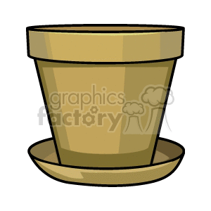 A clipart image of a brown flower pot with a matching saucer.