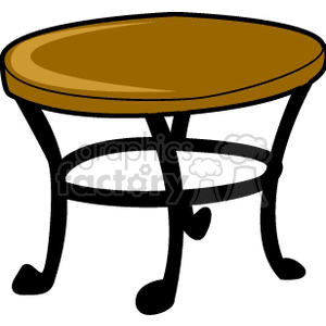 Brown Round Wooden Table with Black Metal Legs