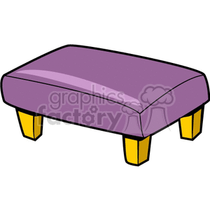 A clipart image of a purple ottoman with yellow legs.