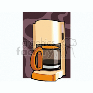 Clipart of a household coffee maker with a pot on a kitchen counter.