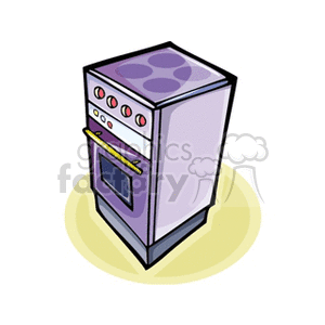 Clipart image of a kitchen oven with stove burners on top.