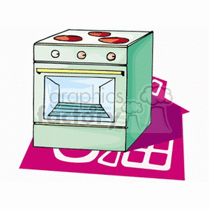 Clipart image of a kitchen oven with stovetop burners.