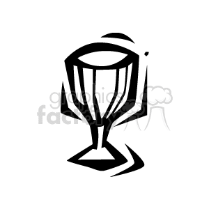 Black and white clipart image of a stylized kitchen cup.