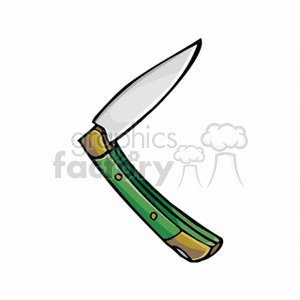 Folding Pocket Knife with Green Handle