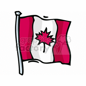 This clipart image features a stylized depiction of the Canadian flag, with its distinctive white square in the center featuring a red maple leaf, flanked by two vertical red bands on each side.