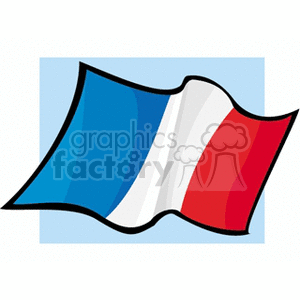 The image is a cartoon-style illustration of the national flag of France. The flag consists of three vertical bands of equal width, colored blue, white, and red.