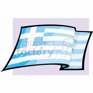 The clipart image depicts a stylized version of the national flag of Greece. The flag is illustrated as waving and features the characteristic blue and white stripes with a white cross on a blue square in the upper left corner.