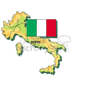 italy flag and the city of Rome