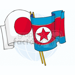 Japan and north korea flags