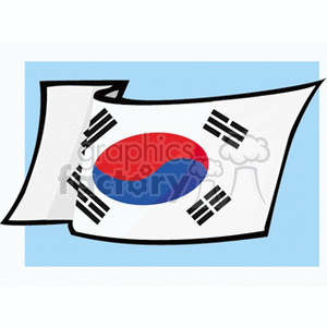 The clipart image shows the national flag of South Korea. It features a white background with a central red and blue yin-yang symbol, and four black trigrams, one in each corner of the flag.