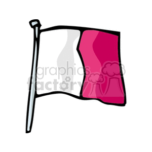 The image is a simplified or stylized representation of the flag of Malta. The flag consists of two vertical halves: the left half is white, and the right half is red. The image uses bold lines and appears to be a cartoon or clipart rendition that emphasizes the graphic nature of the flag, suitable for educational materials, decorations, or digital design.
