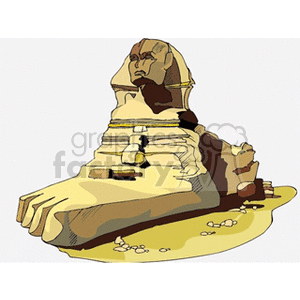 An illustration of the Great Sphinx of Giza, an iconic Egyptian landmark featuring a lion's body and a human head.