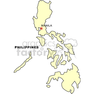 Clipart image of a map highlighting the Philippines with Manila marked.