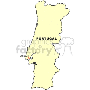 A simple clipart map of Portugal highlighting Lisbon.