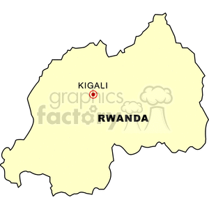 A simple map of Rwanda highlighting Kigali, the capital city.