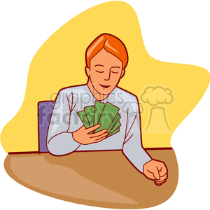 Cartoon Image of Person Holding Playing Cards