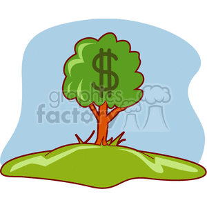 A clipart image of a tree with a stylized dollar sign on its foliage, representing financial growth or investment.
