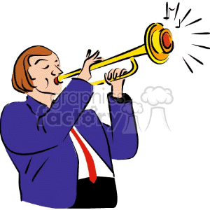 Clipart image of a person playing a trumpet.