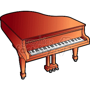 Illustration of a grand piano in a clipart style.