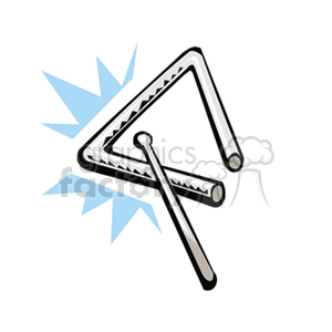 Clipart of a percussion triangle with a beater, emitting sound waves.